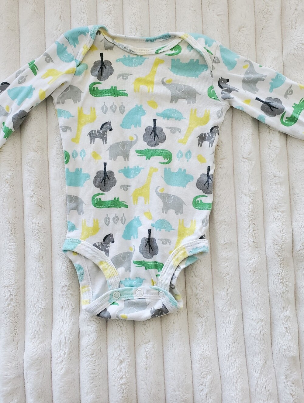 Carter's White Baby One-Piece with Multi Animal Print